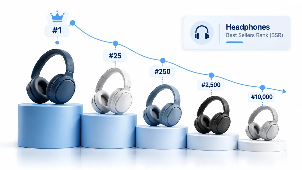 Amazon BSR (Best Sellers Rank) comparison between products in the same category